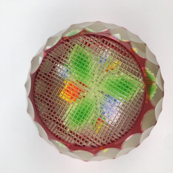 Perthshire 1994G Overlay Bouquet Lampwork Flower Geometric Faceting Paperweight - Picture 3 of 16